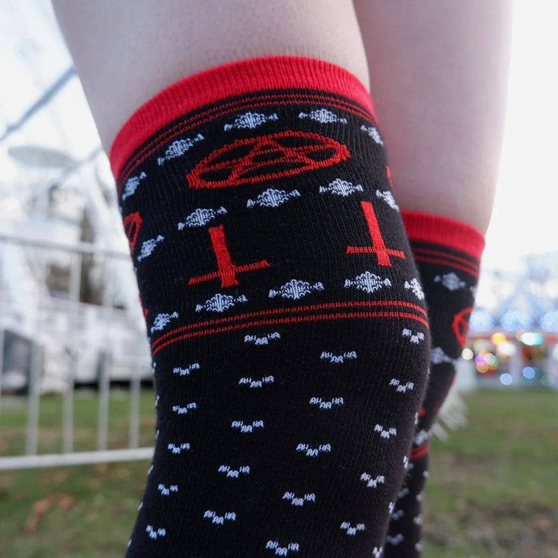 Satanic Symbols Knit Thigh High