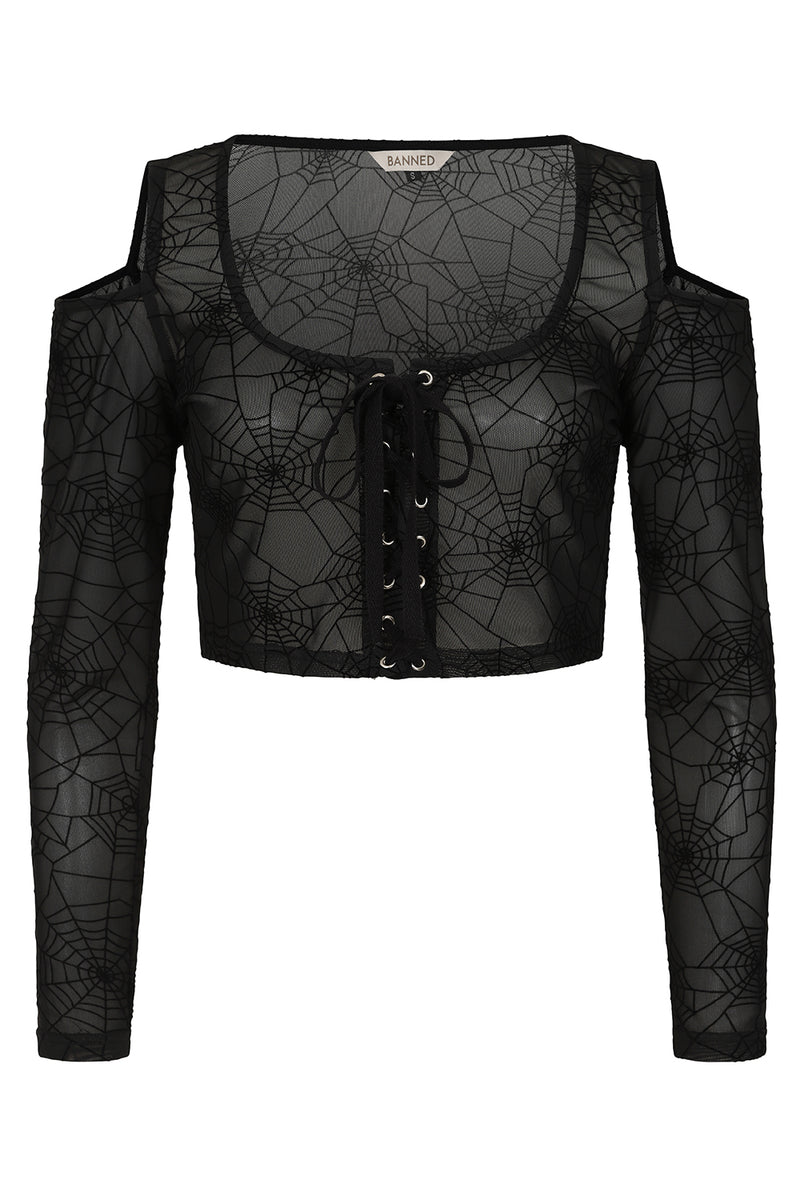 Seraphina Mesh Black Web Top