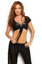 Sheer Crop Top Wrap-Black