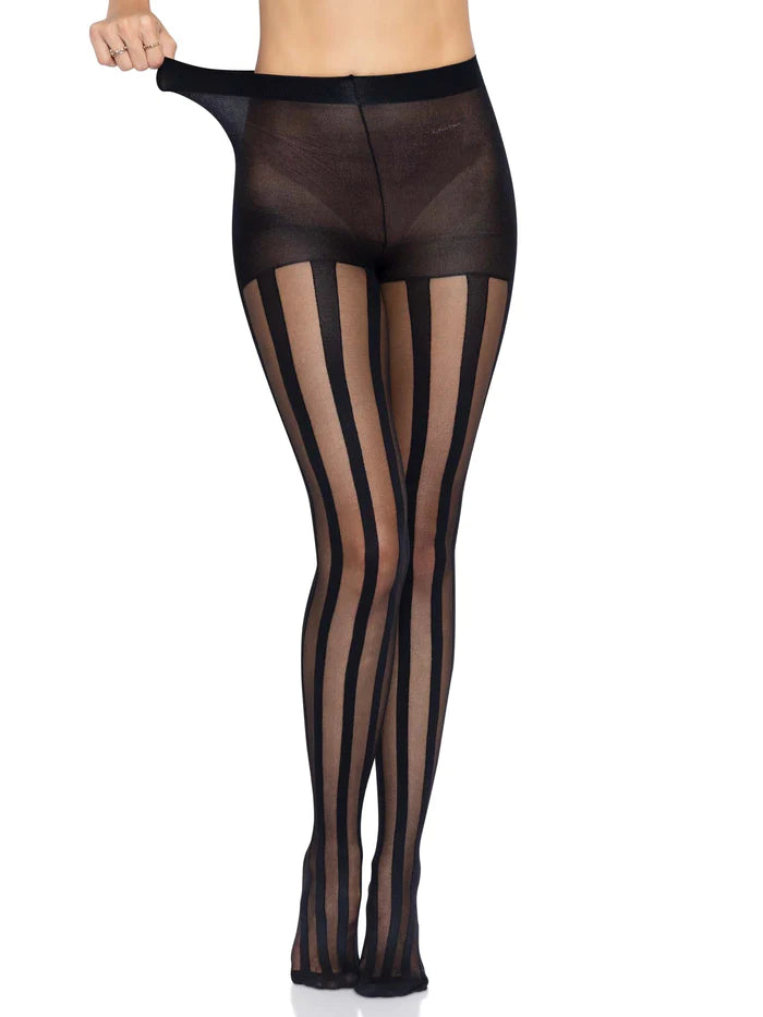 Sheer Vertical Stripe Pantyhose