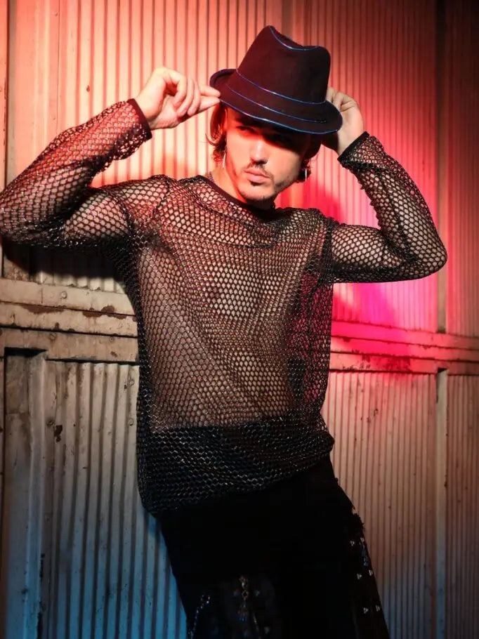 Silver/Black Mesh Long Sleeve