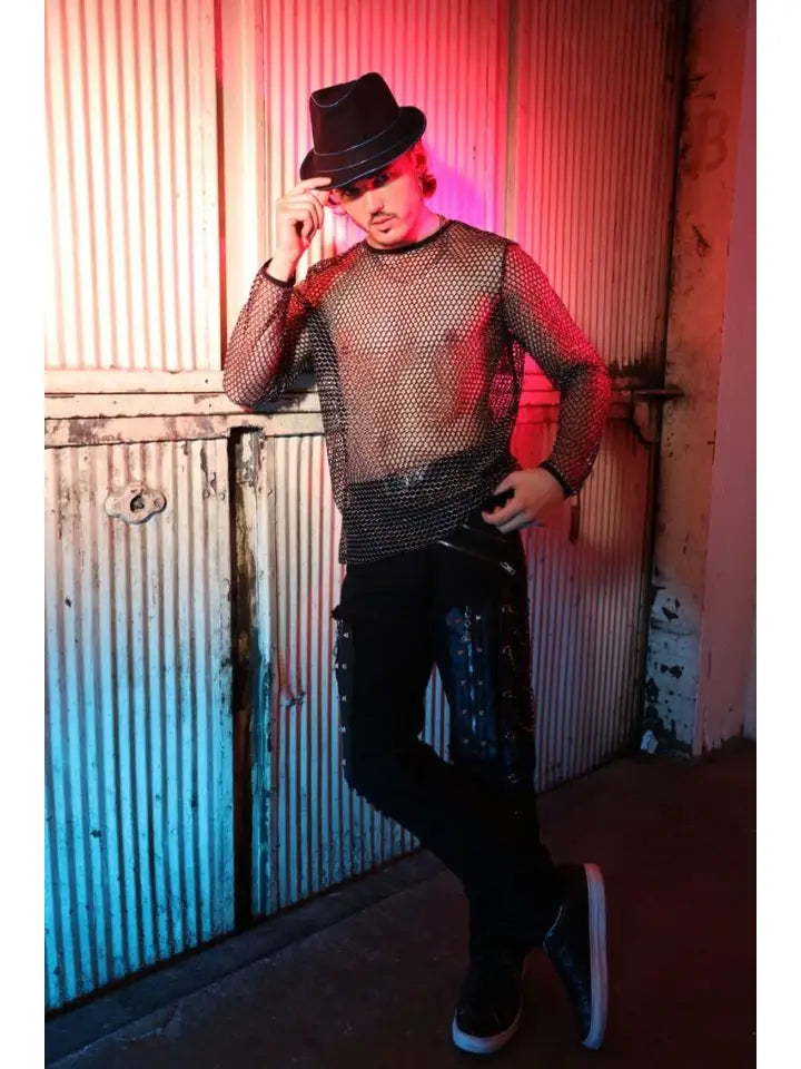 Silver/Black Mesh Long Sleeve
