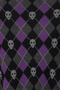 Skull Argyle Crop Jumper Blk/Pu