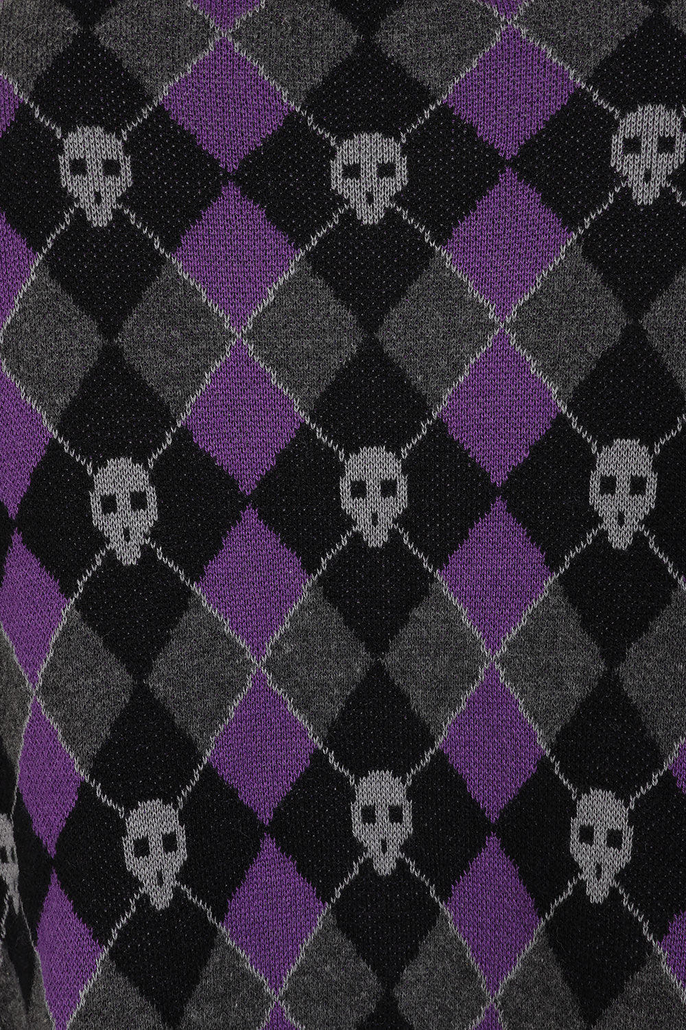 Skull Argyle Crop Jumper Blk/Pu