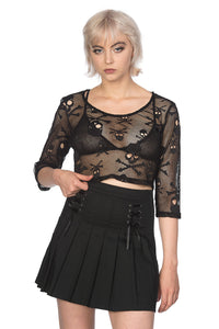 Skull Crop Top-Black