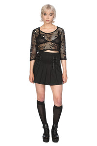 Skull Crop Top-Black
