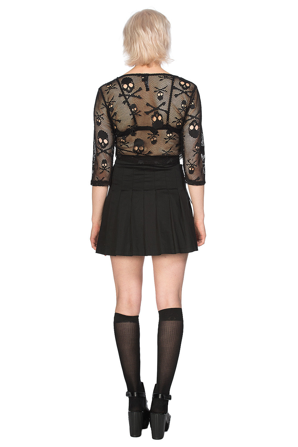 Skull Crop Top-Black
