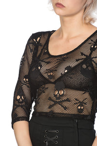 Skull Crop Top-Black