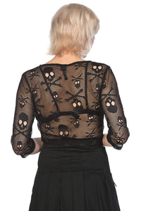 Skull Crop Top-Black