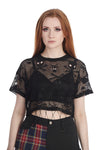 Skull Queen Cropped Mesh Top