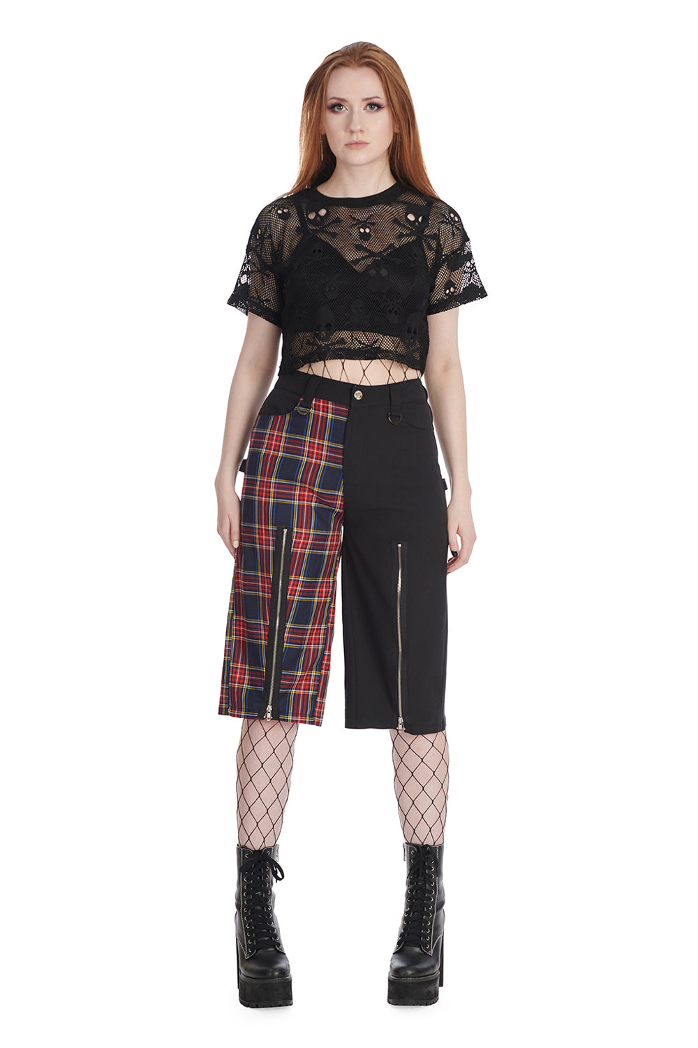 Skull Queen Cropped Mesh Top