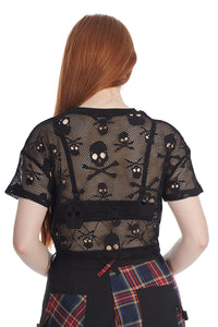 Skull Queen Cropped Mesh Top