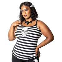 Skull Striped Lace Cami