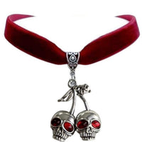 NK-Skull Cherries Red Choker