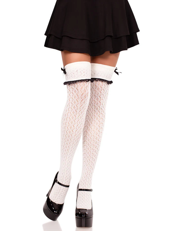 Sofia Crocheted Knee Socks Whit