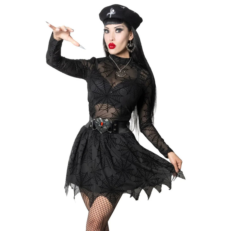 Spiderweb Mesh Mock Neck Top