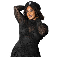 Spiderweb Mesh Mock Neck Top