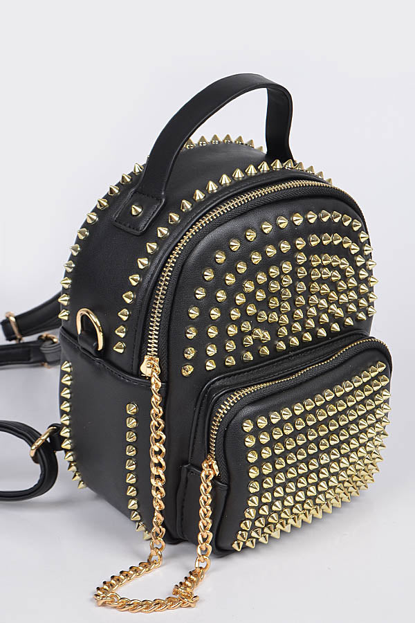 Pink Spiked Shell Backpack Silver Spiked Backpack