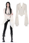 Steampunk Bell Sleeve Top-Beige