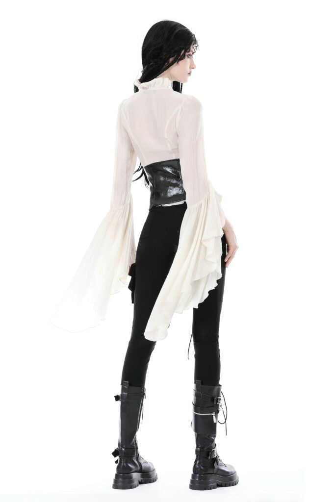 Steampunk Bell Sleeve Top-Beige