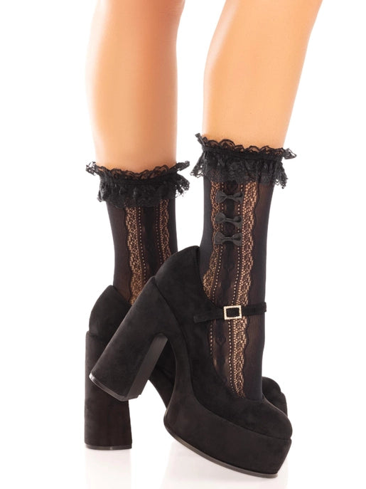 Sweetheart Lace Ankle Socks Blk