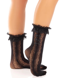 Sweetheart Lace Ankle Socks Blk