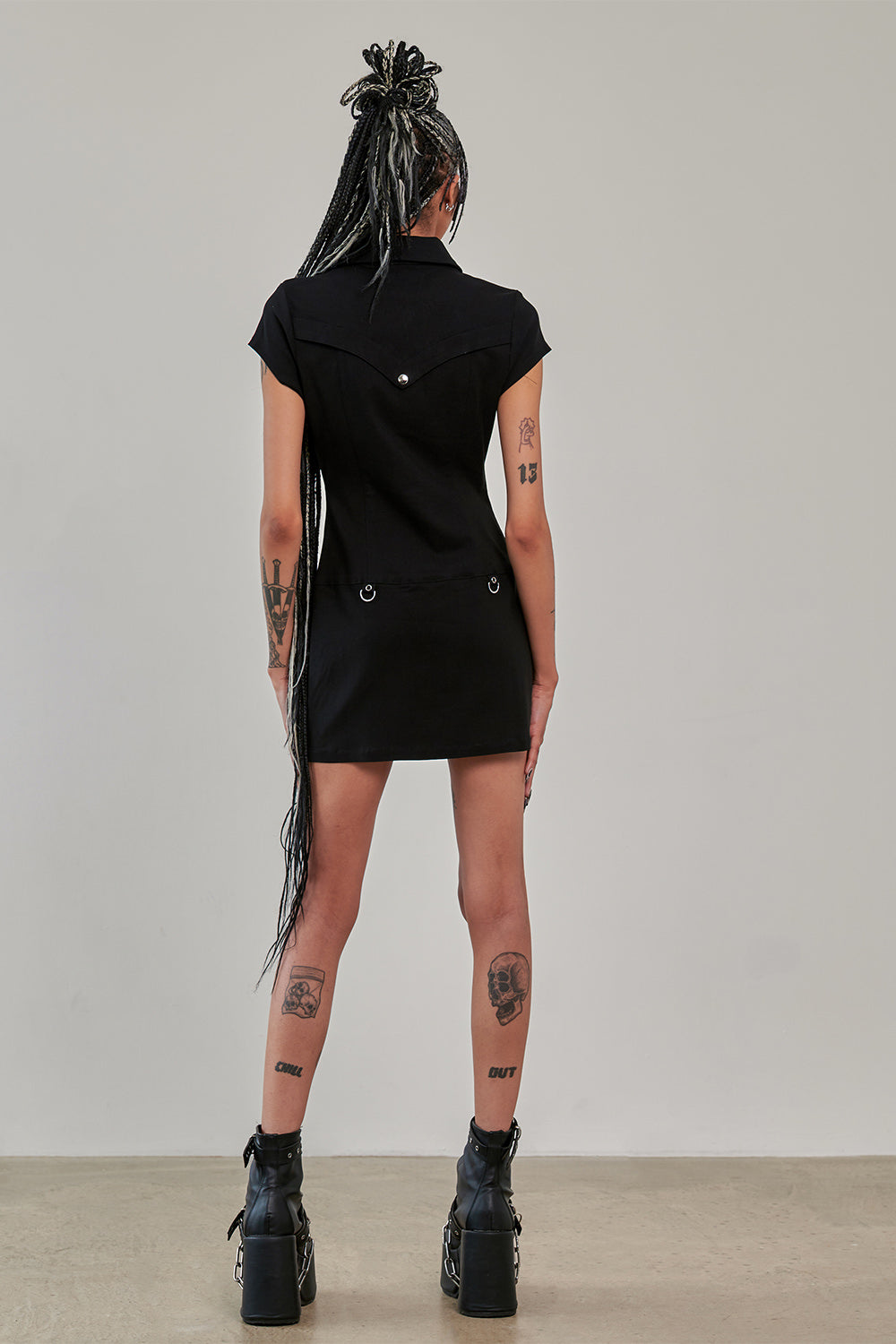 Tartan Night Zip Dress Blk