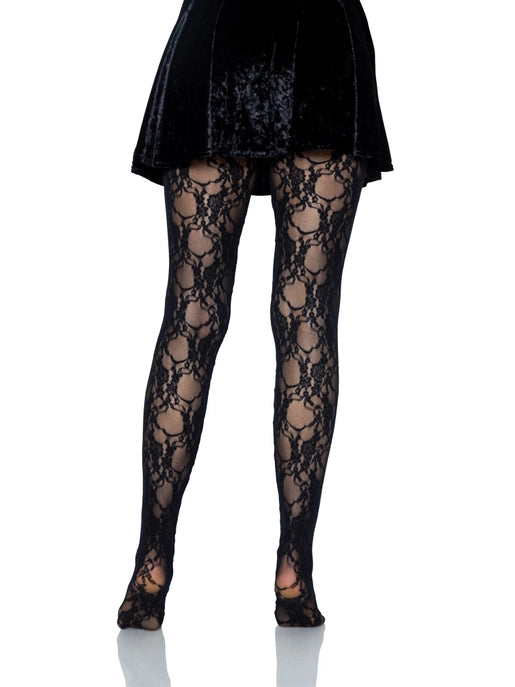 Tori Floral Lace Tights Black