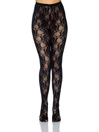 Tori Floral Lace Tights Black