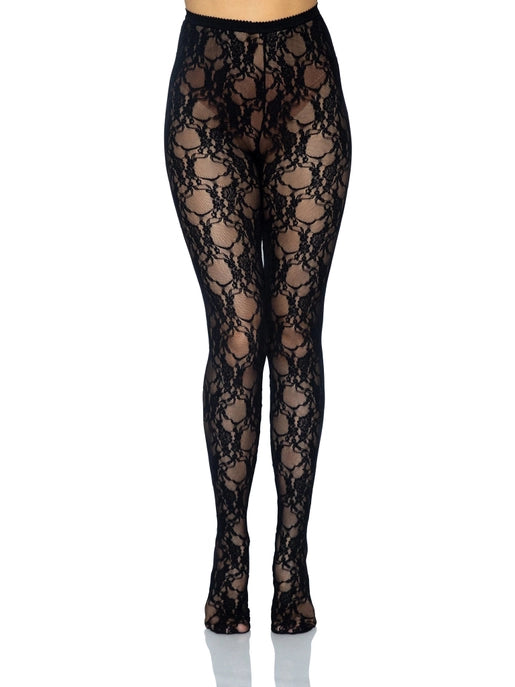 Tori Floral Lace Tights Black