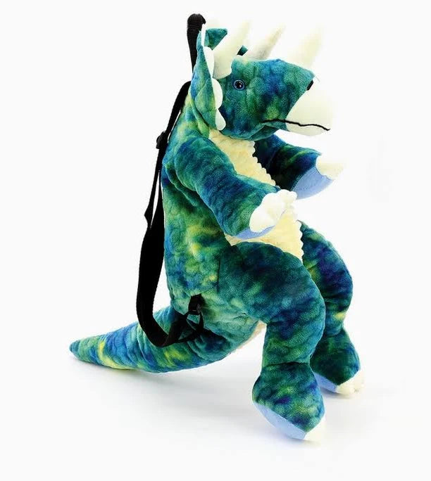 Triceratops Furry Backpack-GRN