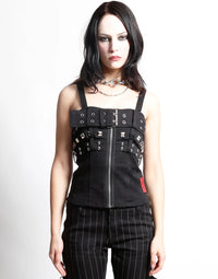 Triple Belted Corset Black