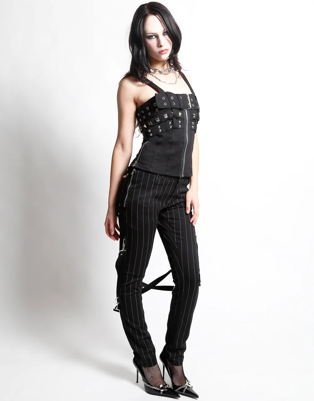 Triple Belted Corset Black