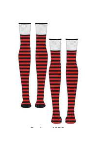 Fishnet Garter Thigh Hi Blk/Red
