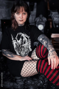 Fishnet Garter Thigh Hi Blk/Red