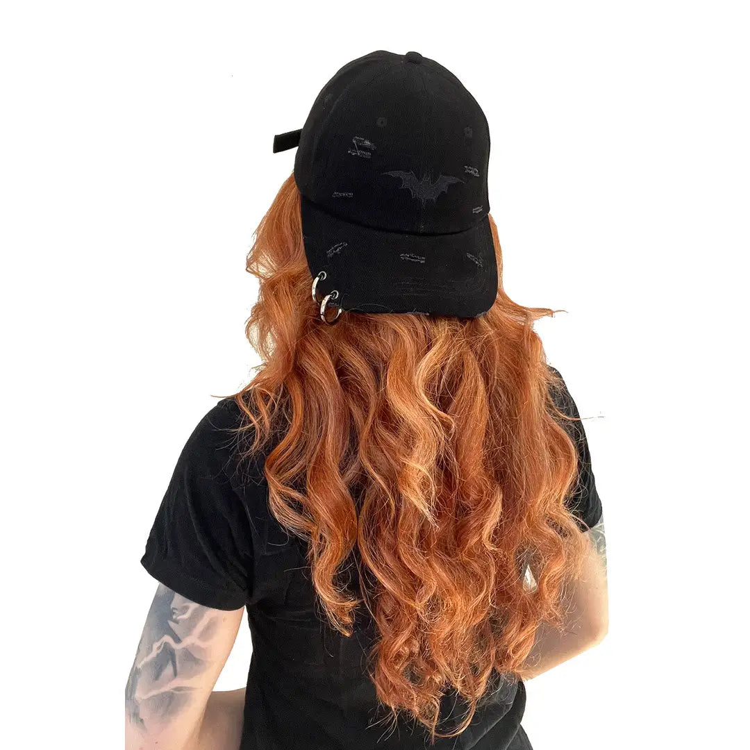 Vampire Bat Pierced Cap Blk