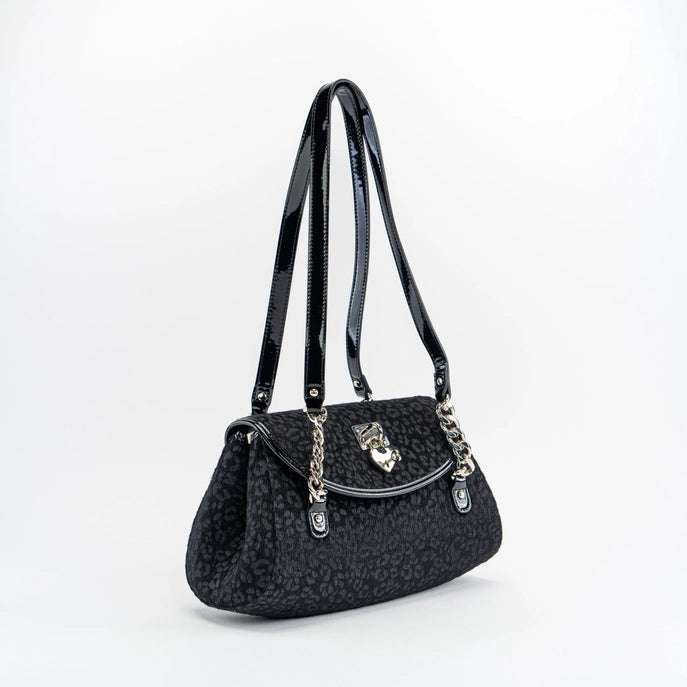 Velour Leopard Bag Blk
