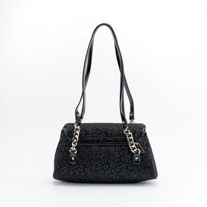 Velour Leopard Bag Blk