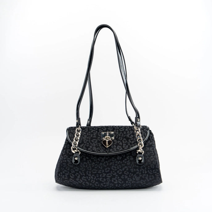 Velour Leopard Bag Blk
