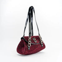 Velour Leopard Bag Red