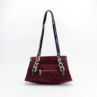 Velour Leopard Bag Red