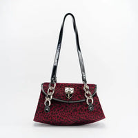 Velour Leopard Bag Red