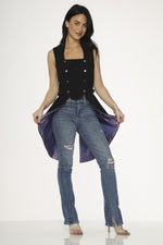 Waist Coat Blk/Purple Floral