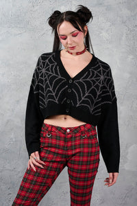Web Of Night Knit Cardigan Blk
