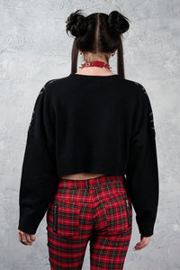 Web Of Night Knit Cardigan Blk