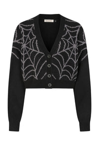 Web Of Night Knit Cardigan Blk