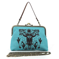 Westen Cow Skull KissLock Bag