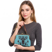 Westen Cow Skull KissLock Bag