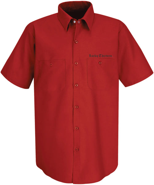 Winged Skully Red Work Shirt