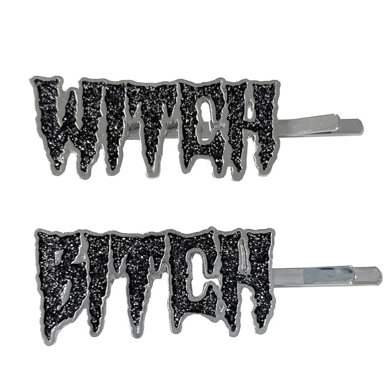 Witch Bitch Text Hair Slides